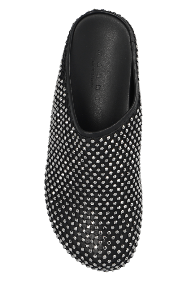 Black 'Fussbett' leather slides Marni